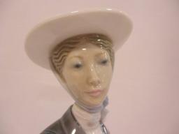 Rare! Retired Lladro Woman with New Hat #5345