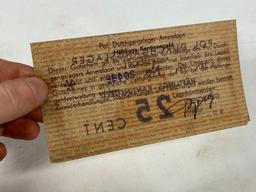 Original Netherlands: Amersfoort Nazi Concentration Camp Bank Note 25 Cent