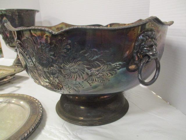 Silverplated Punch Bowl, Champagne Bucket, Candle Holder Center Piece with Frog,
