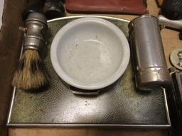 Gentleman's Lot:  Shaving Brushes & Razors, Hair Combs, Flask,
