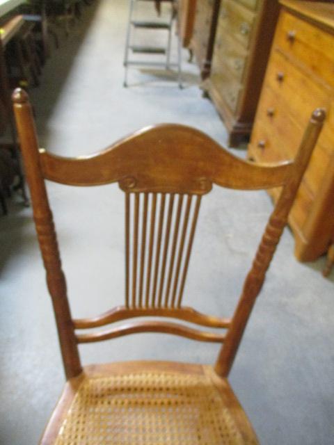 Vintage Wood Chair with Woven Seat