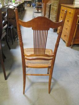 Vintage Wood Chair with Woven Seat