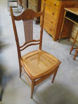 Vintage Wood Chair with Woven Seat