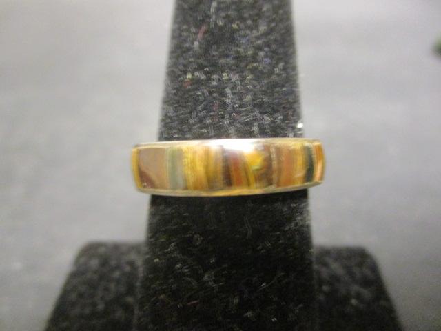 Sterling Silver Band Ring w/ Stone Veneer