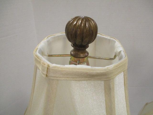 Pair of Candle Stick Buffet Lamps with Cream Shades