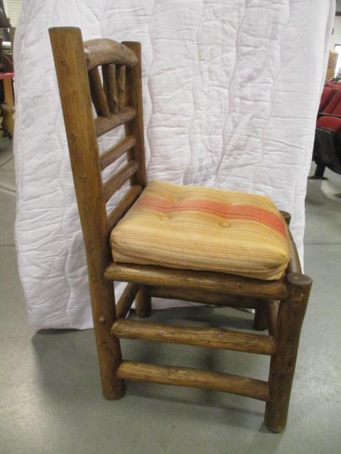 Rustic Log Dining Table and Four Rustic Log Side Chairs