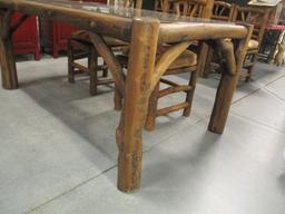 Rustic Log Dining Table and Four Rustic Log Side Chairs