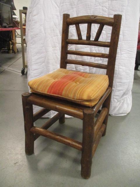 Rustic Log Dining Table and Four Rustic Log Side Chairs