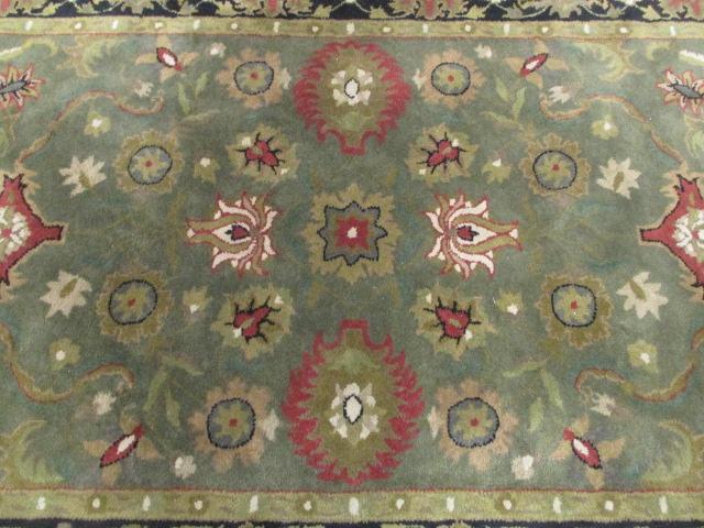 Hand Tufted 100% Wool Pile Green/Rust Area Rug