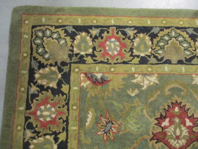 Hand Tufted 100% Wool Pile Green/Rust Area Rug