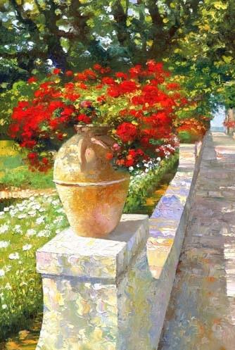 Villa Cimbrone Texturized Giclee on Canvas signed by Howard Behrens