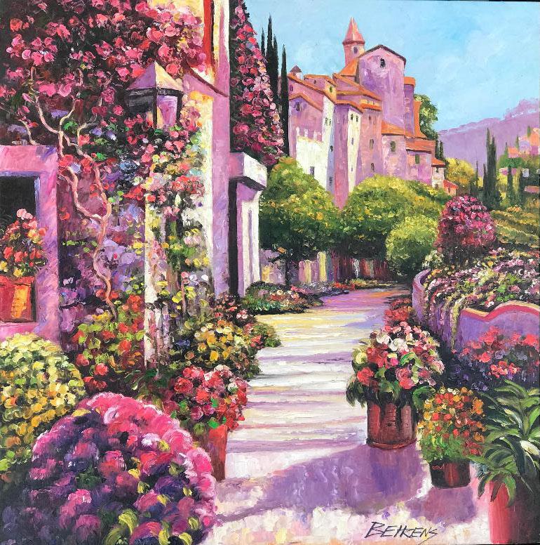 Burgundy Deju Original on Canvas signed by Howard Behrens