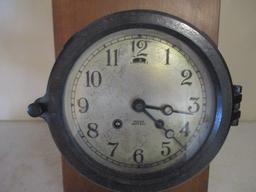 Hand Crafted Weather Station with Vintage Chelsea Ship's Bell Clock and