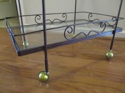 Metal Tea Cart with Glass Shelves