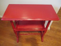 Wood Telephone Stand Painted Red