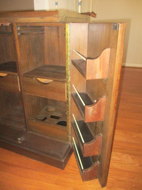 Mid Century Portable Mini Bar with Hinged Top