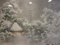 Pair Of Framed And Matted Painted Silk(?) Oriental Landscapes