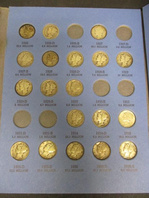 Lot of 61 Mercury Dimes in Book