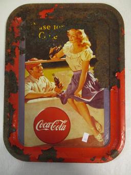 Two Metal Coca-Cola Trays