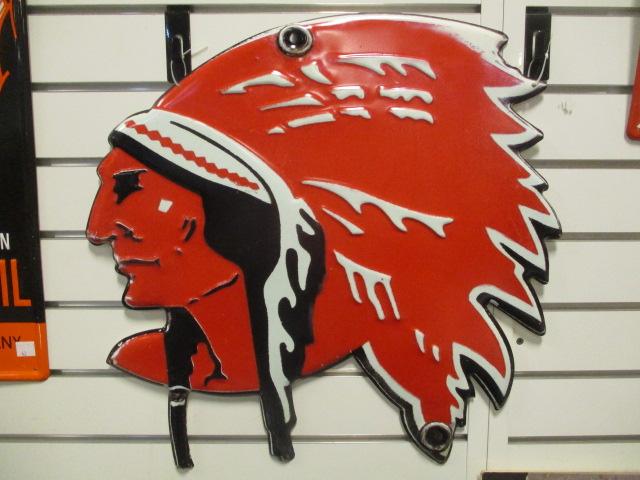 Embossed Metal Native American with Headdress Sign