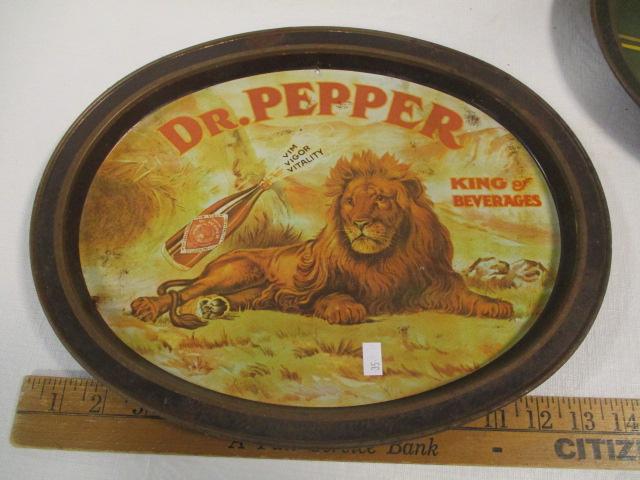 Three Metal Trays - Dr. Pepper, A&P, and Beverage Co.