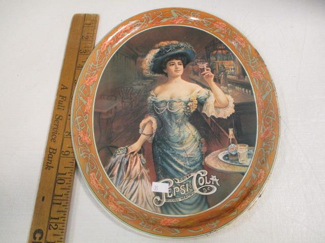 Pepsi-Cola Tin Canister and Oval Tray