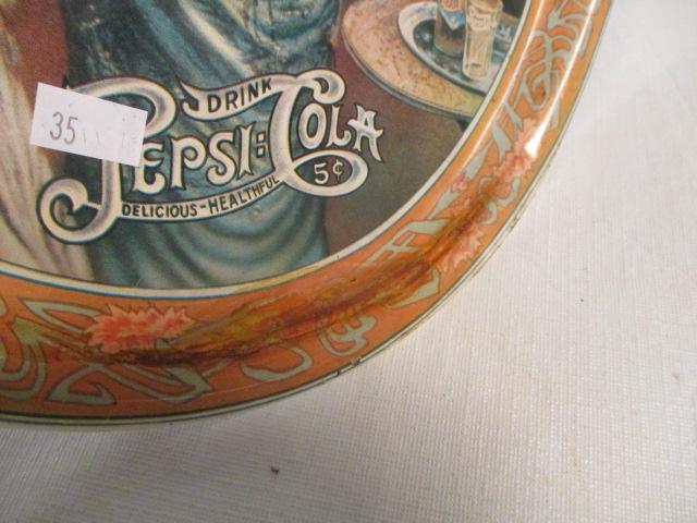 Pepsi-Cola Tin Canister and Oval Tray