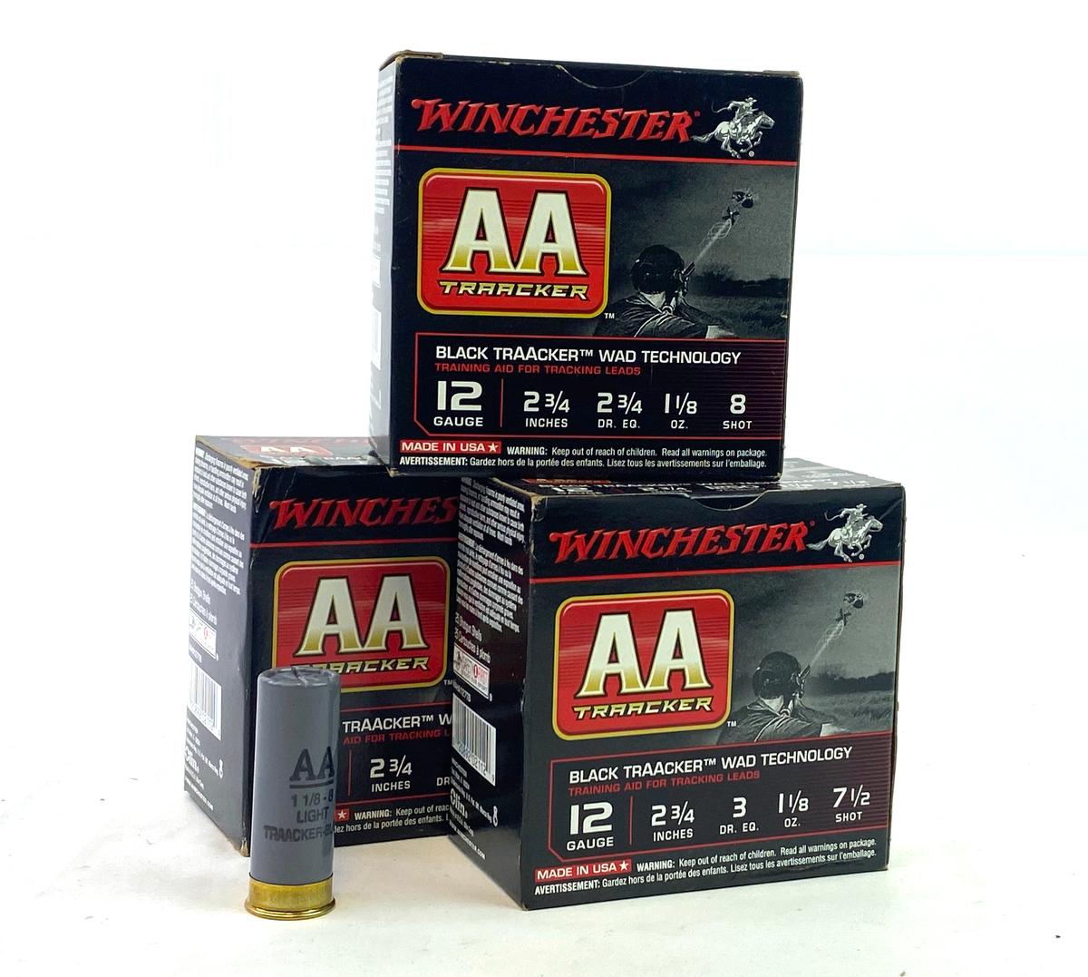 NIB 75rds. 12 GA. Winchester AA Black Traacker Wad Tech 2-3/4" Shotgun Ammunition