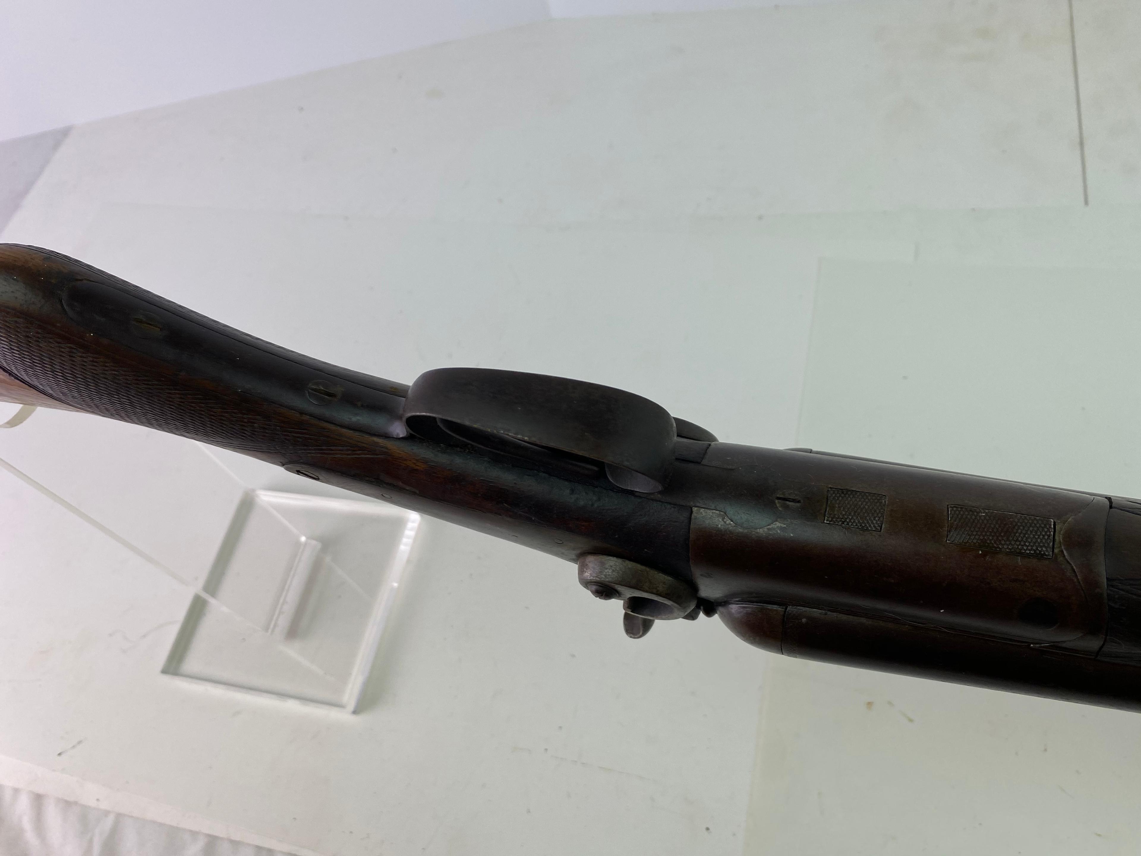 Antique Newmann Bros Belgian 12 GA. SXS Double Barrel Exposed Hammer Shotgun