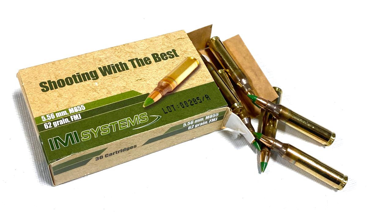 NIB 20rds. IMI 5.56mm M855 62gr. FMJ Green Tip Brass Ammunition