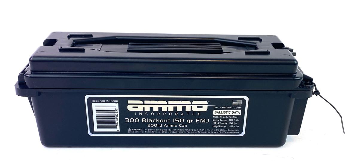 NIB 200rds. of 300 AAC BLACKOUT 150gr. FMJ Brass Ammunition in Sealed Box