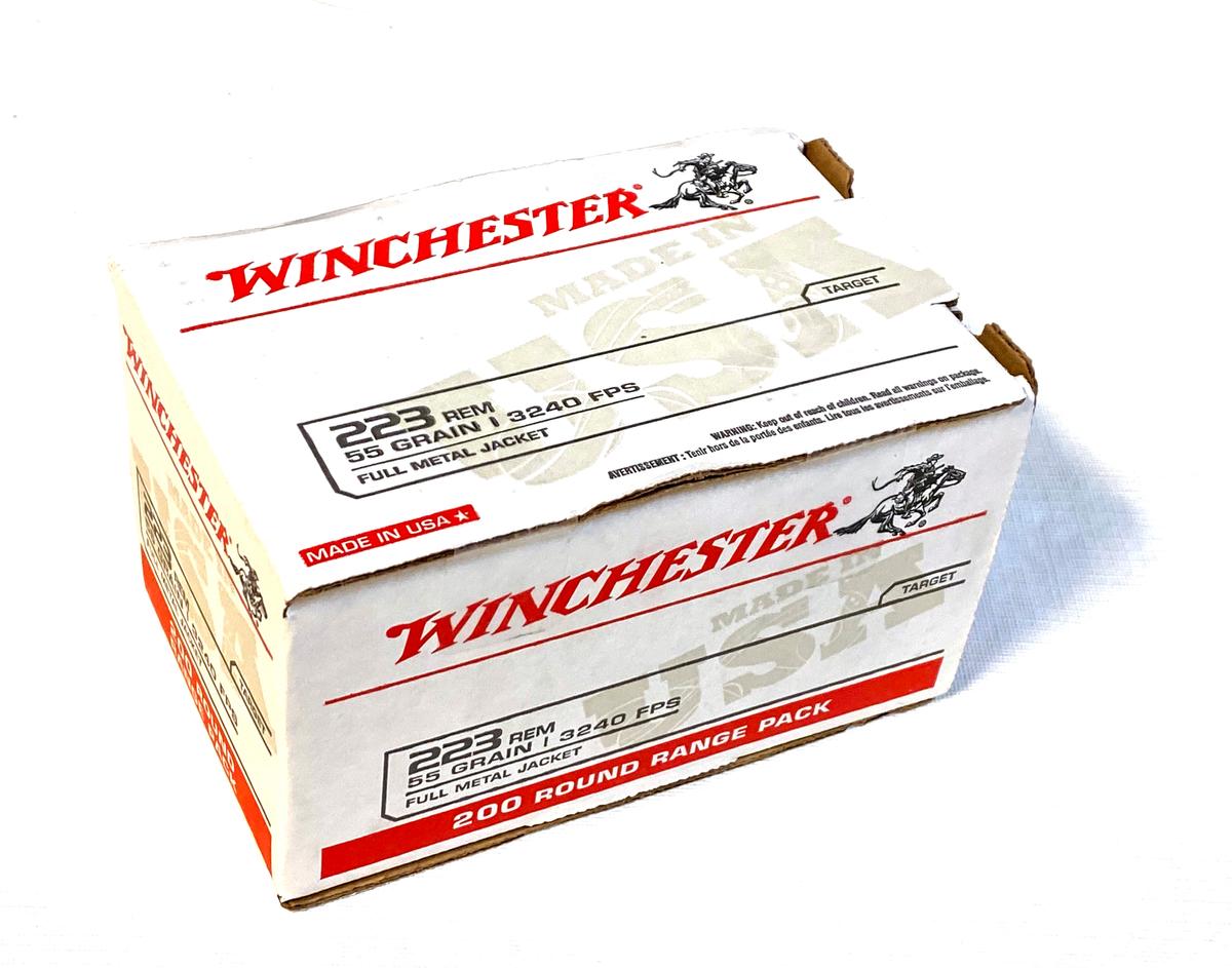 NIB 200rds. of Winchester .223 Remington 55gr. FMJ Brass Ammunition