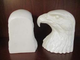 Pair of 1984 Daisa Porcelain Eagle Head Bookends