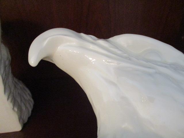 Pair of 1984 Daisa Porcelain Eagle Head Bookends