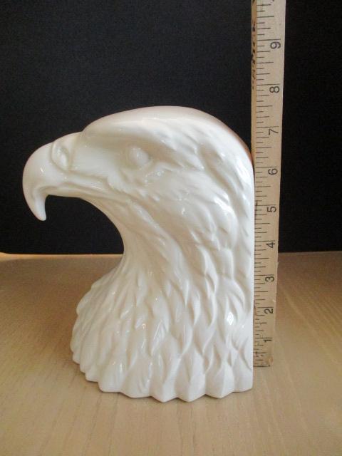 Pair of 1984 Daisa Porcelain Eagle Head Bookends