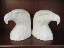 Pair of 1984 Daisa Porcelain Eagle Head Bookends