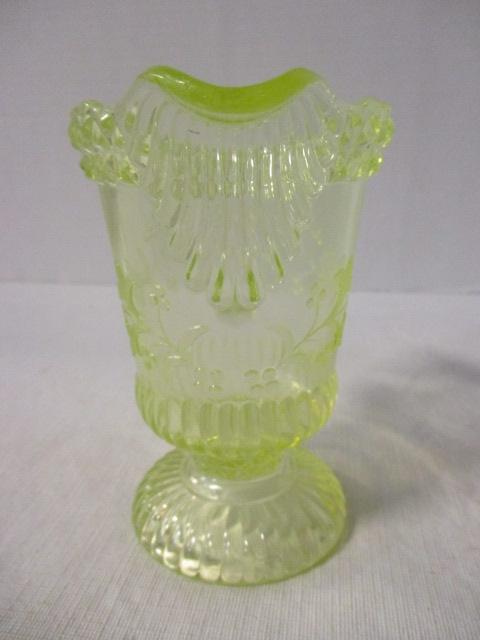 Adams Co. Wildflower Pattern Vaseline Glass Pitcher