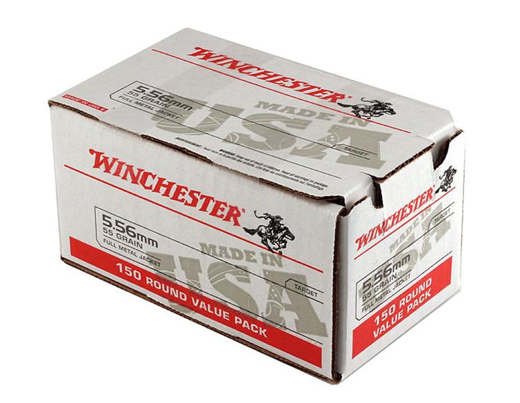 NIB 150rds. of Winchester 5.56mm 55gr. M193 FMJ Brass Ammunition