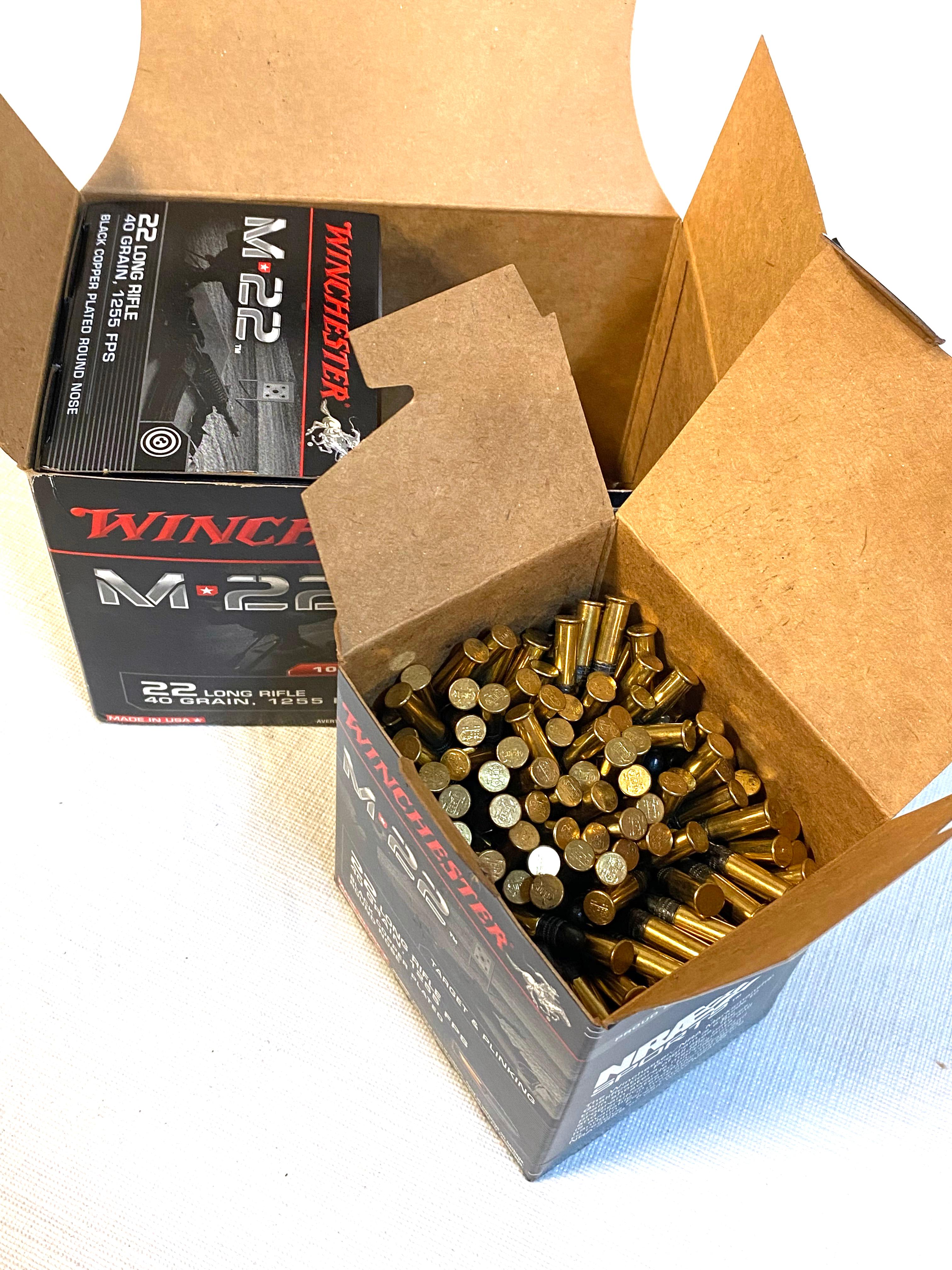 NIB 1000rds. of Winchester M22 .22 LR 40gr. Black Copper Plated RN Ammunition