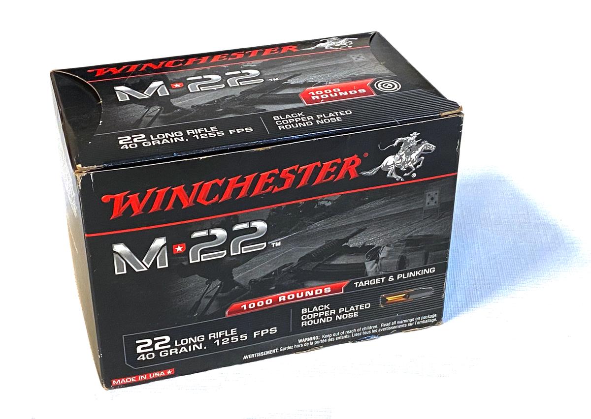 NIB 1000rds. of Winchester M22 .22 LR 40gr. Black Copper Plated RN Ammunition