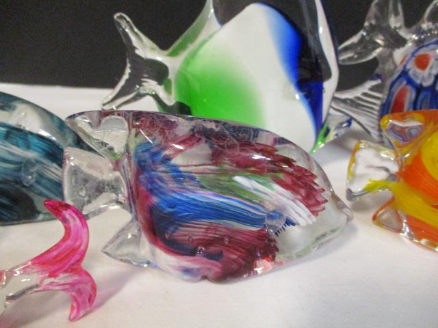 Eight Art Glass Tropical Fish