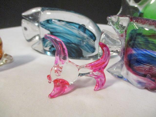 Eight Art Glass Tropical Fish