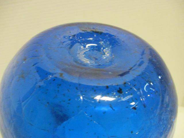 Blue Crackle Glass Pitcher