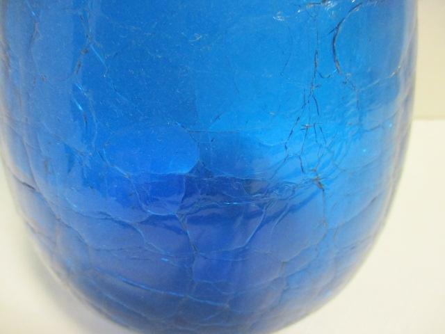 Blue Crackle Glass Pitcher