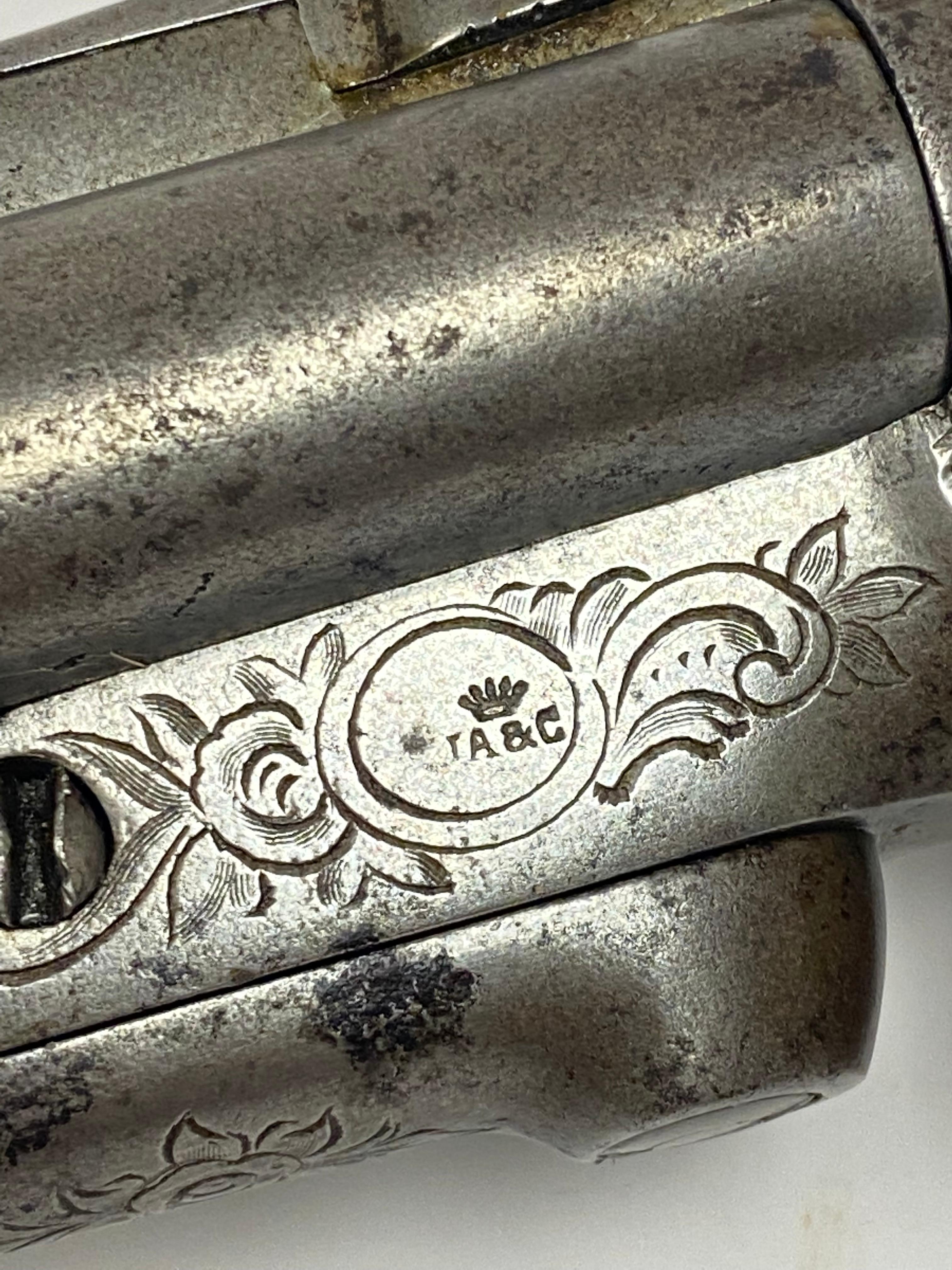 Continental Belgian Boxlock Pinfire Double Barrel Pistol, ca. 1840