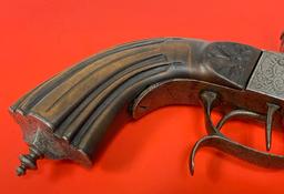 Continental Belgian Boxlock Pinfire Double Barrel Pistol, ca. 1840