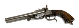 Continental Belgian Boxlock Pinfire Double Barrel Pistol, ca. 1840