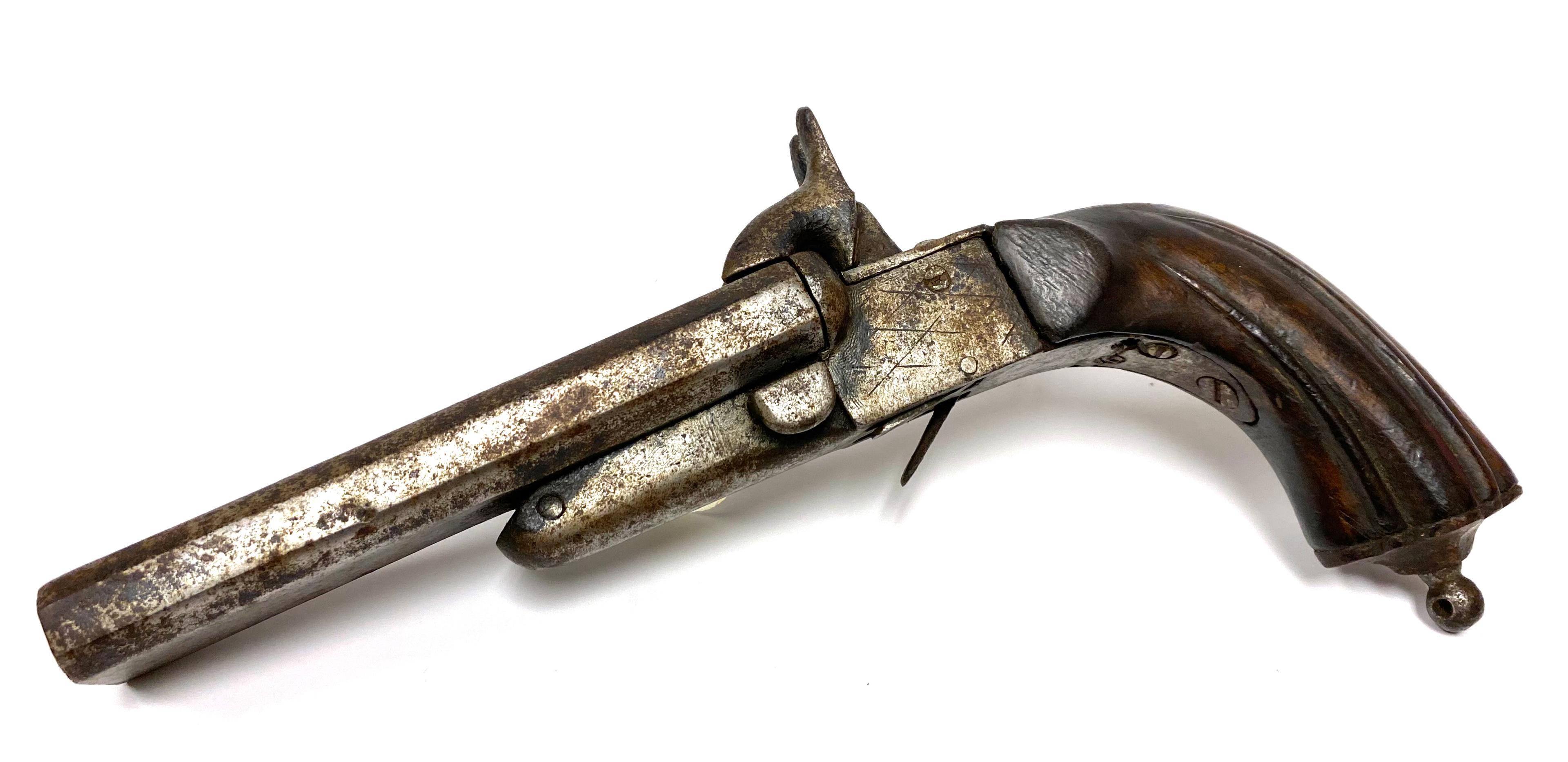 European French-Style Double Barrel Pinfire Pistol