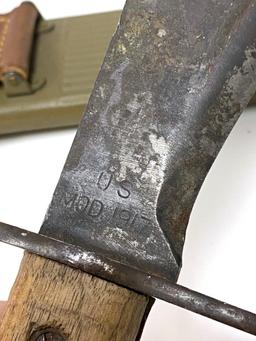 1918 Dated US WWI Model 1917 Machine Gunner Bolo Knife - by Plumb with Steel Scabbard