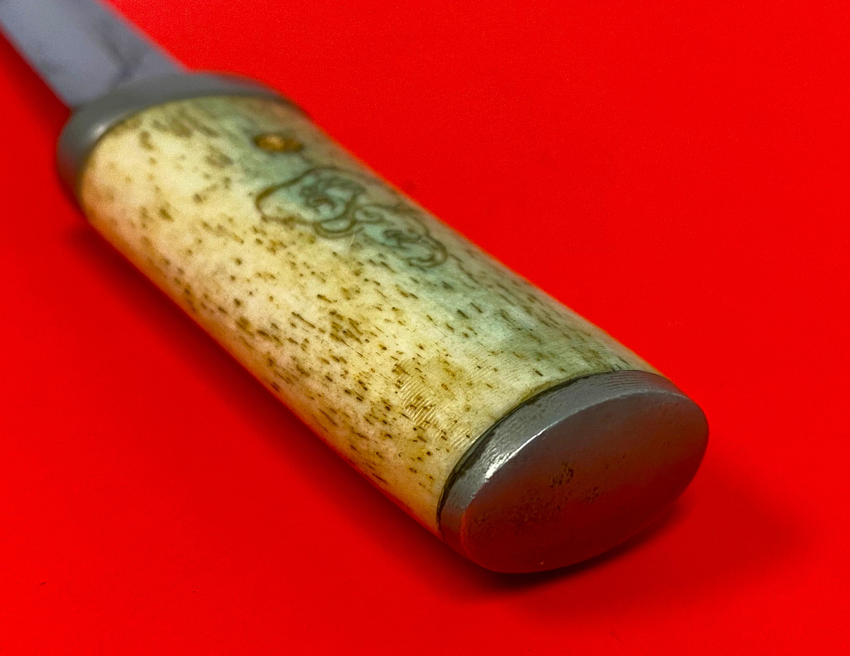 Japanese Scrimshaw Bone Tanto with Hamon